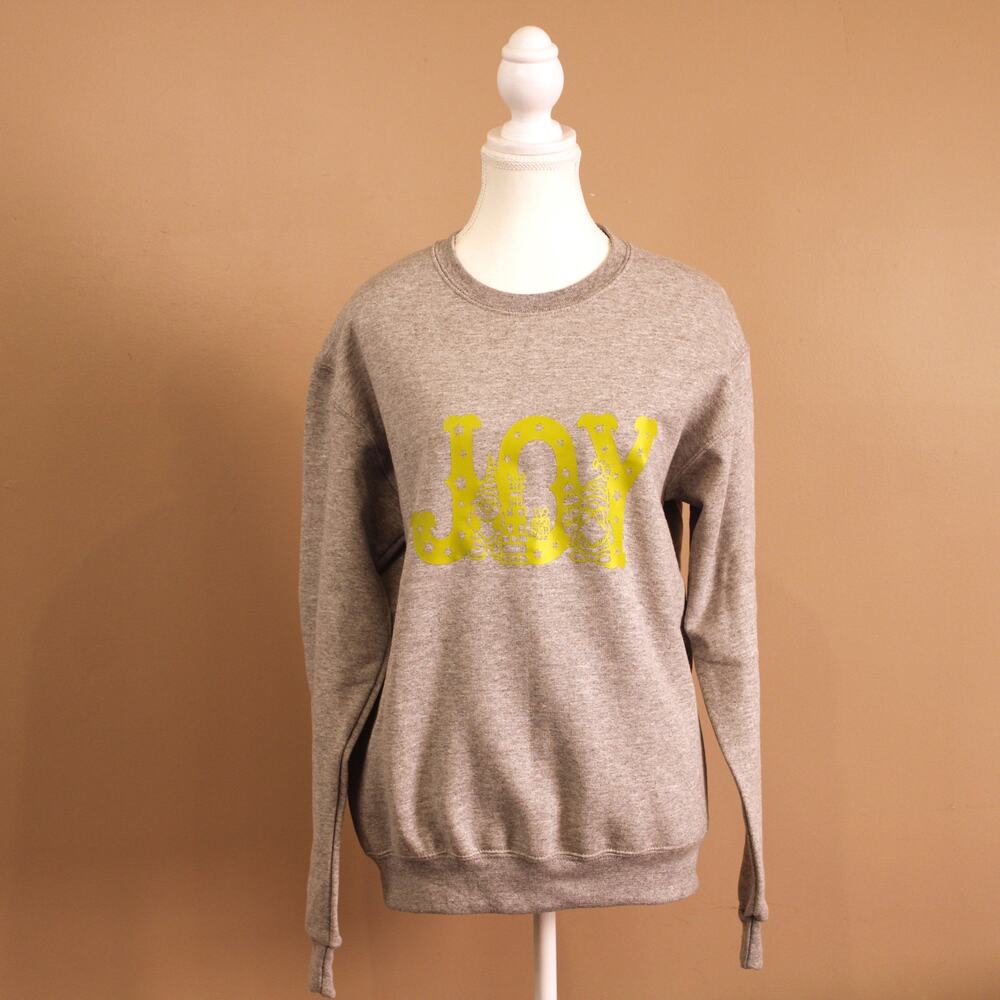 Women's Holiday "JOY and Gnomes" Crewneck Sweatshirt, Handmade sz S